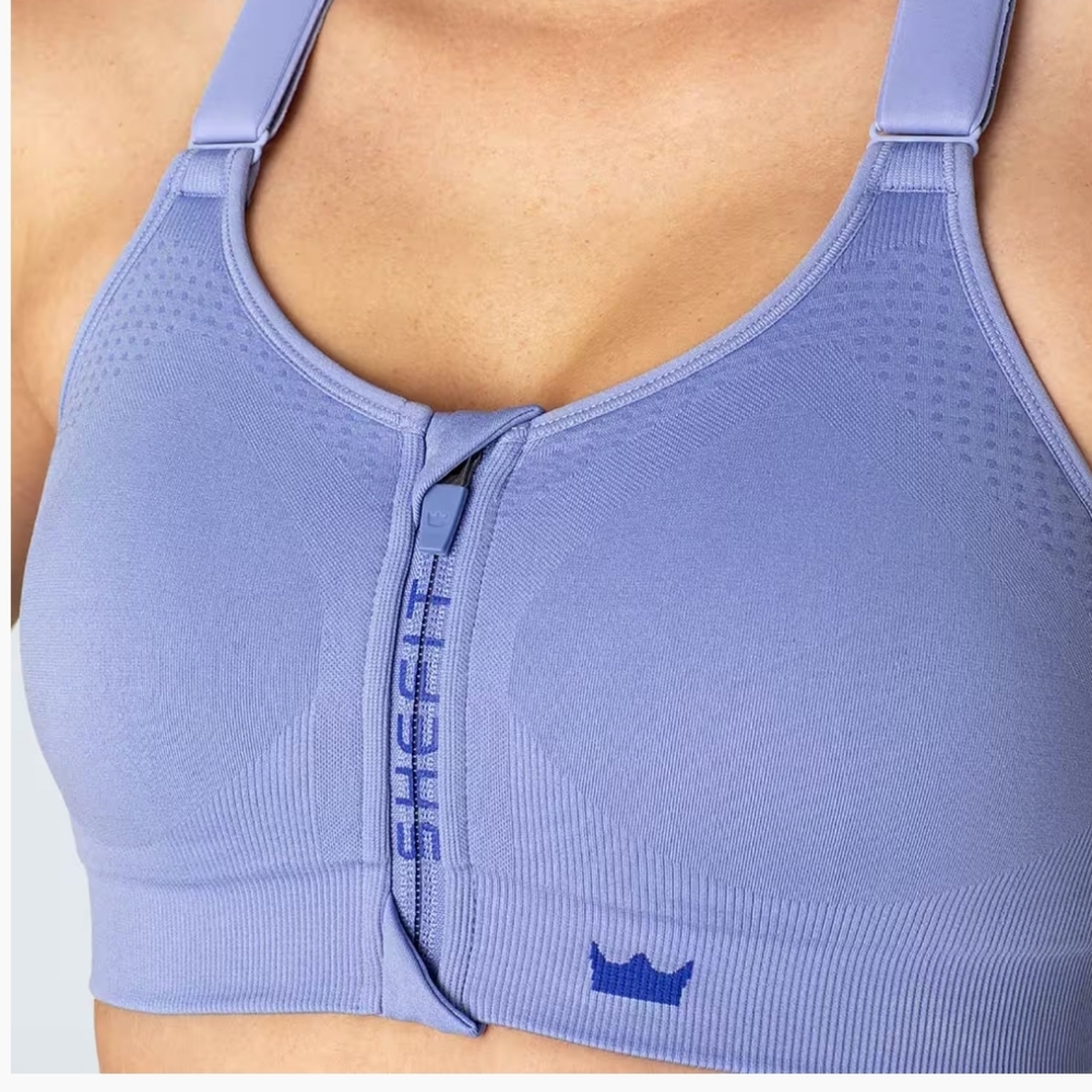 SHEFIT Purple High-Impact Sports Bra with Front Zipper